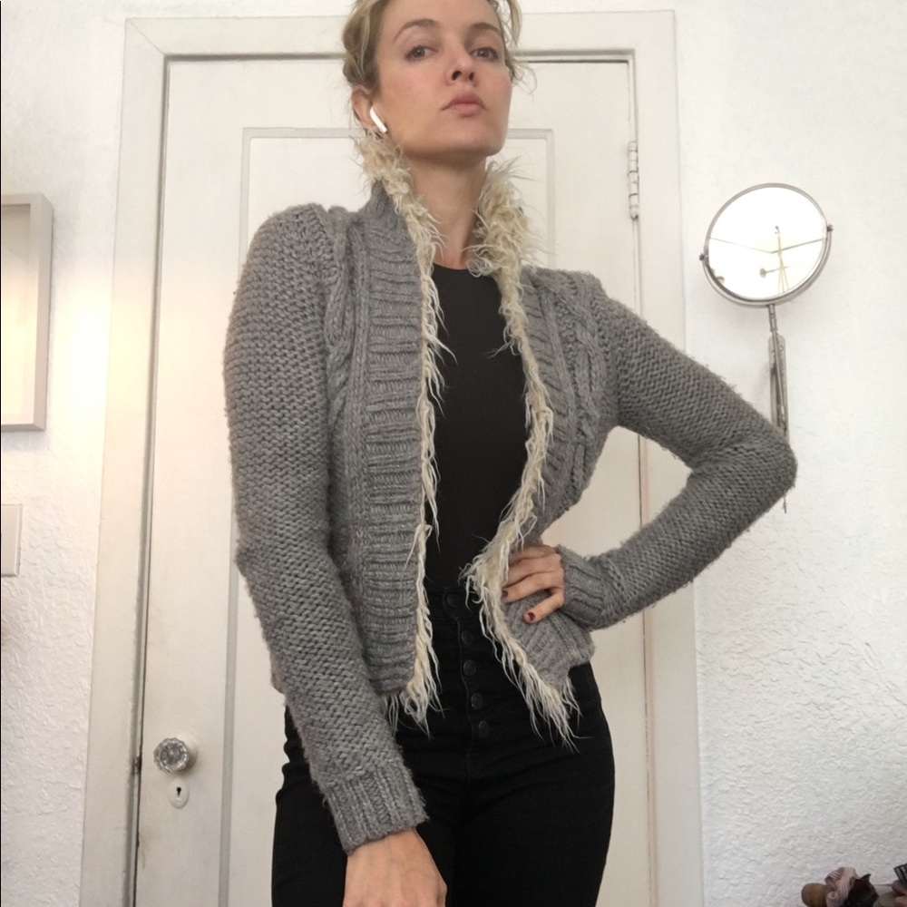 Free People knit sweater w trim
